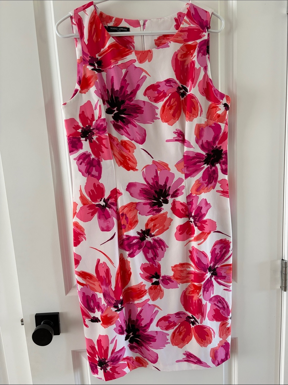 Mario Serrani White Dress with Pink & Red Floral Print C25